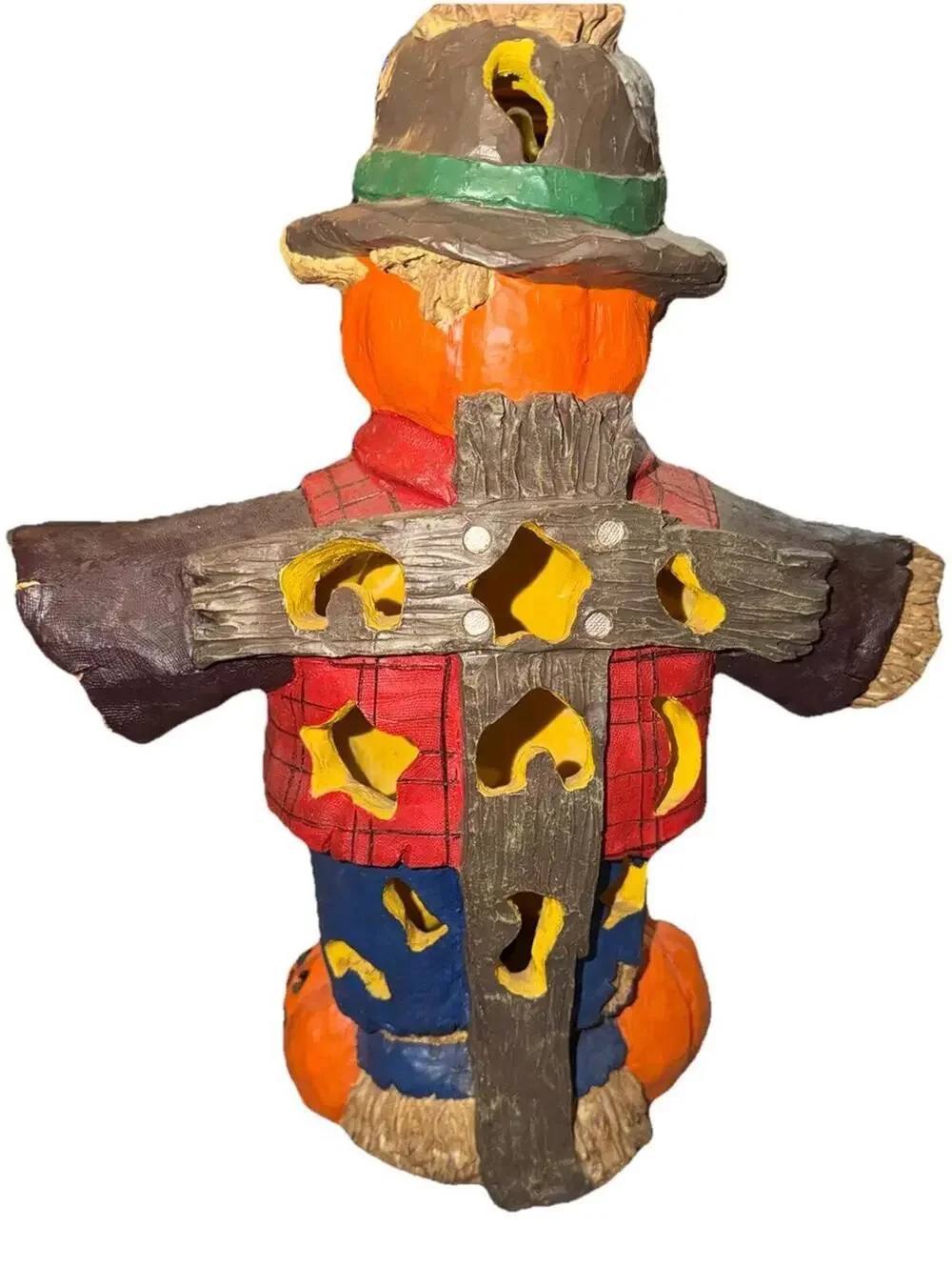 Mervyn’s Lighted Vintage Scarecrow Faux Wood Lamp 17×13 Inches READ DESCRIPT